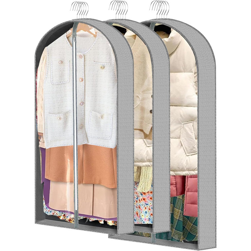 3 sacs à vêtements 3 pièces, housse de protection respirante anti-mites PEVA de 40 po et 50 po, housses suspendues avec chambre à coucher, combinaisons, vêtements rembourrés, chemises anti-poussière
