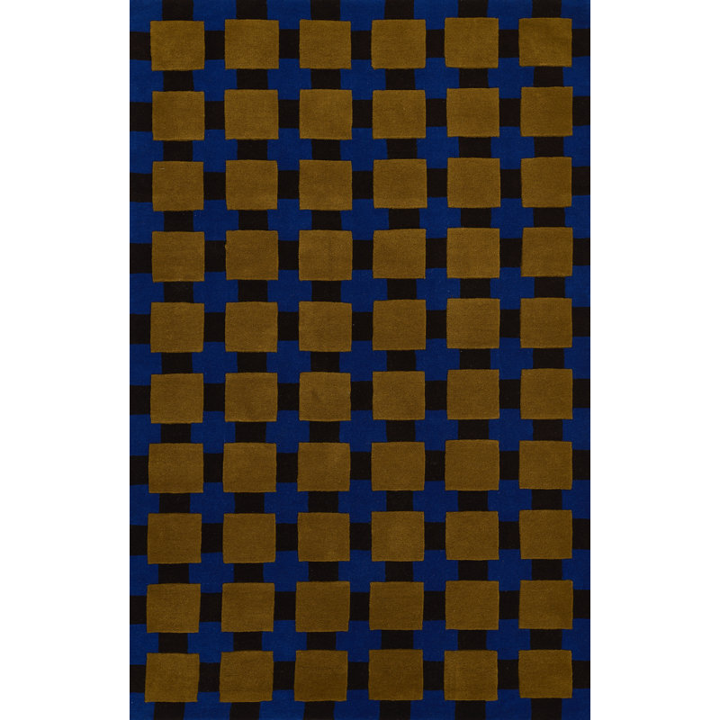 Tapis touffeté à la main Bauhaus, Rectangle 9 pi x 12 pi, Blue