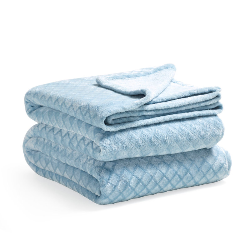 Literie en flanelle Atka Diamond, Bleu clair, Lit simple