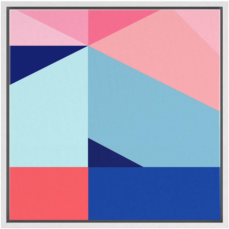 Formes géométriques encadrées sur toile, H 16 po x l 16 po