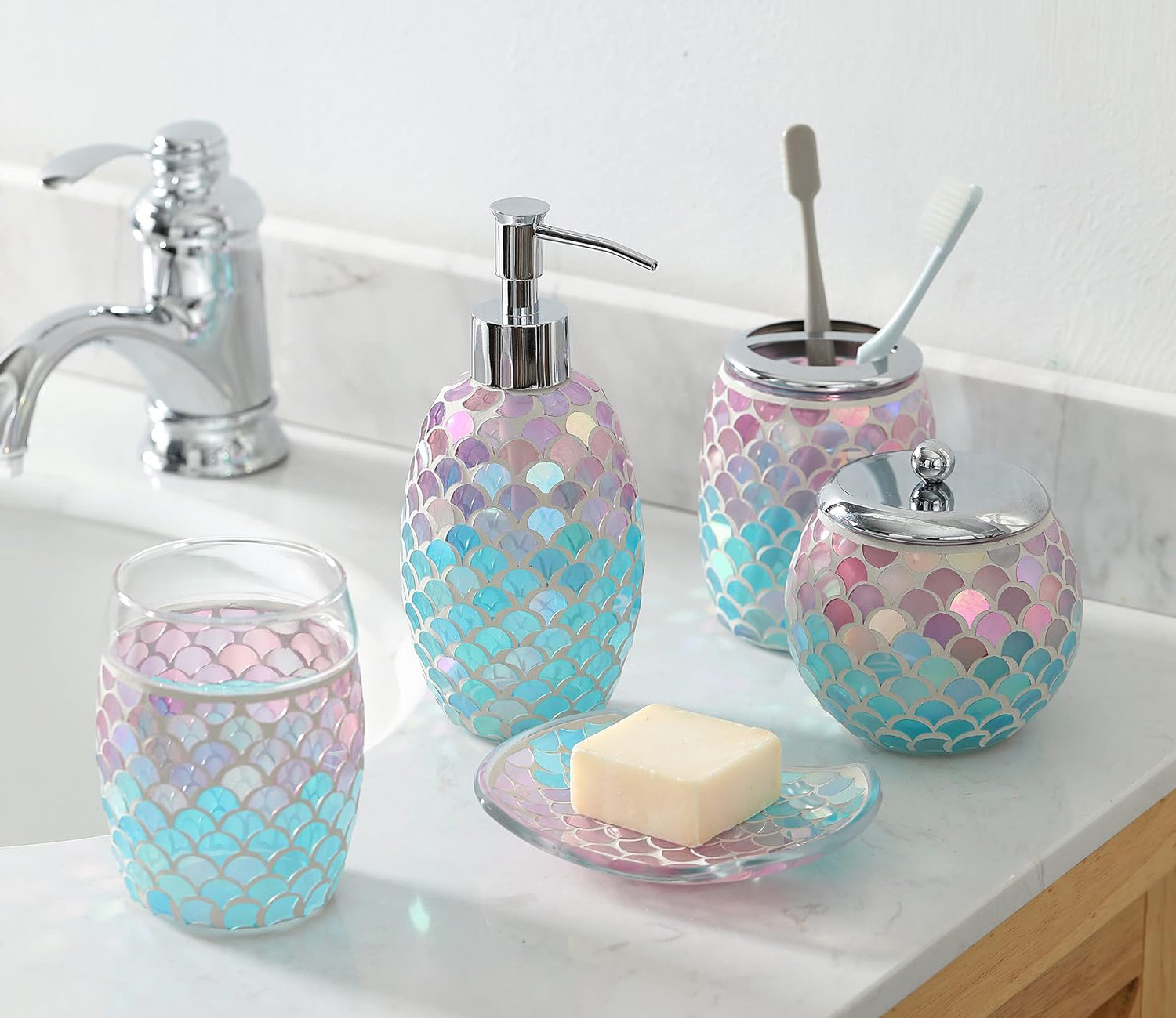 Hokku Designs 5 Piece Glass Bathroom Accessories Complete Set | Wayfair
