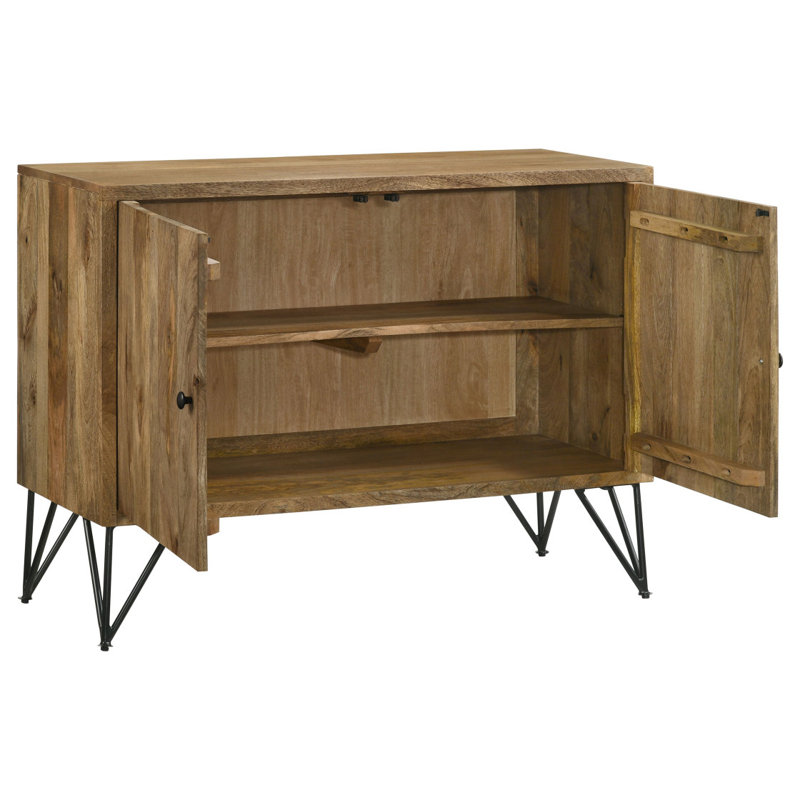 Eileen Natural 2-Door Wood Storage Accent Cabinet, Natural