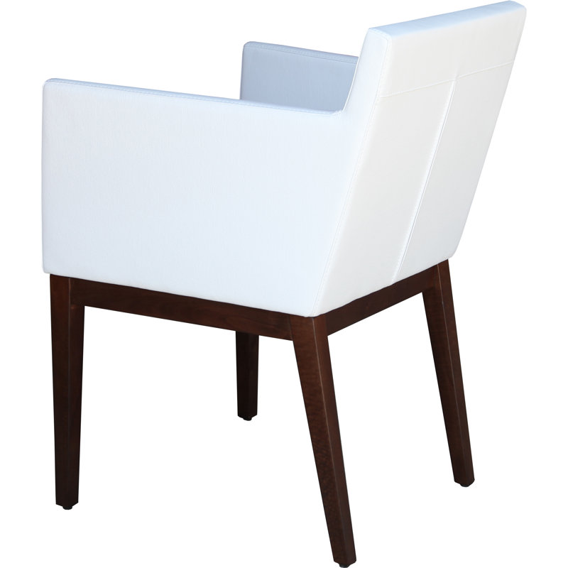Harput 17'' H Faux Leather Upholstered Armchair, Wenge, White Faux Leather