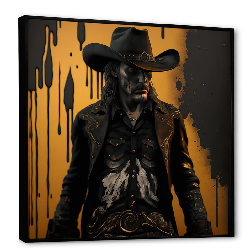 Western Cowboy I - art mural occidental, H 30 po x l 30 po x P 1 po, Toile avec cadre flottant noir