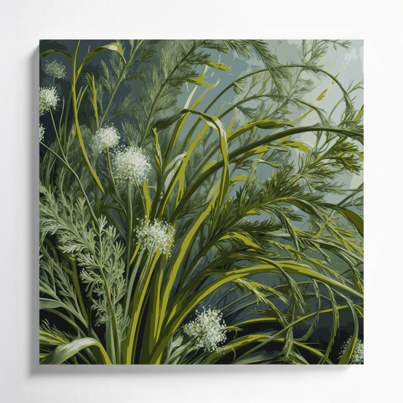 Botanical Dill Green Canvas Wall Art, 8" H x 8" W