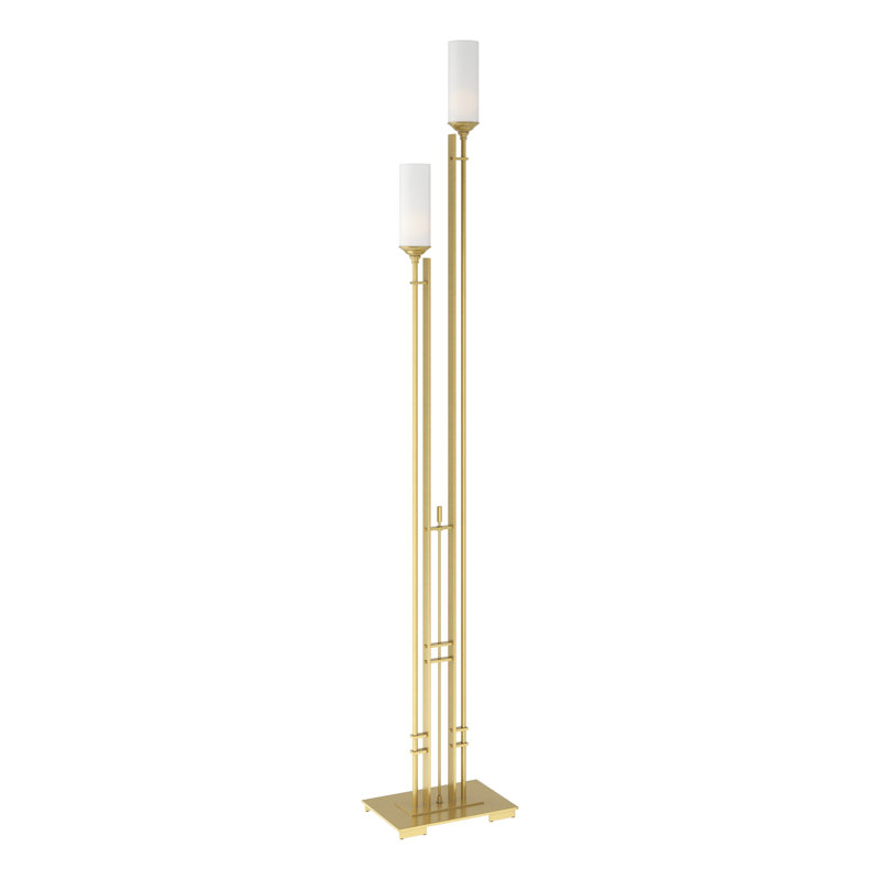 Metra 75" Floor Lamp, Opal, Modern Brass