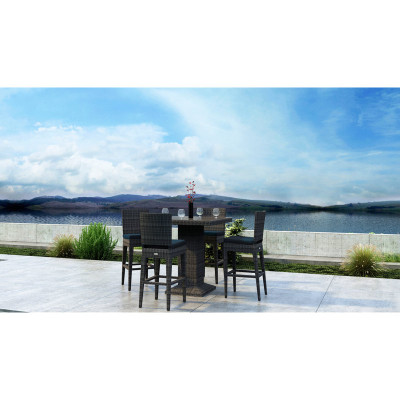 Ballu 4 - Person Patio Dining Set with Square Table, Spectrum Indigo Sunbrella®