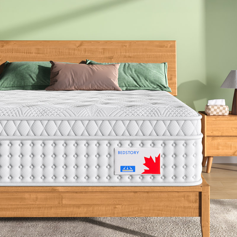 Matelas hybride 10 po / 12 po en mousse viscoélastique gélifiée mi-ferme - ressorts ensachés, support à deux zones, poignées, CertiPUR-US