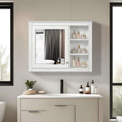 Elin 35,5 po X P 28,7 po H Grande armoire à pharmacie rectangulaire à fixation en surface avec miroir