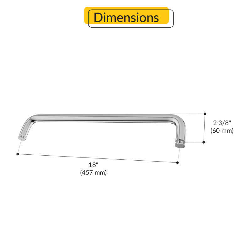 Porte-serviettes simple face sans rondelles 18 po de longueur chrome brillant