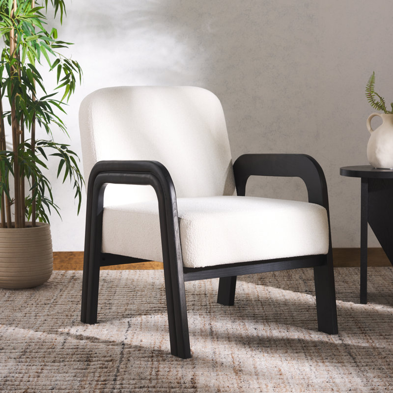 Fauteuil de 24,3 po de large Iwo, Ivoire Bouncle, Noir