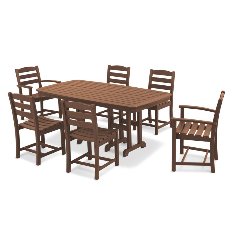 POLYWOOD La Casa Café 7-Piece Dining Set, Teak
