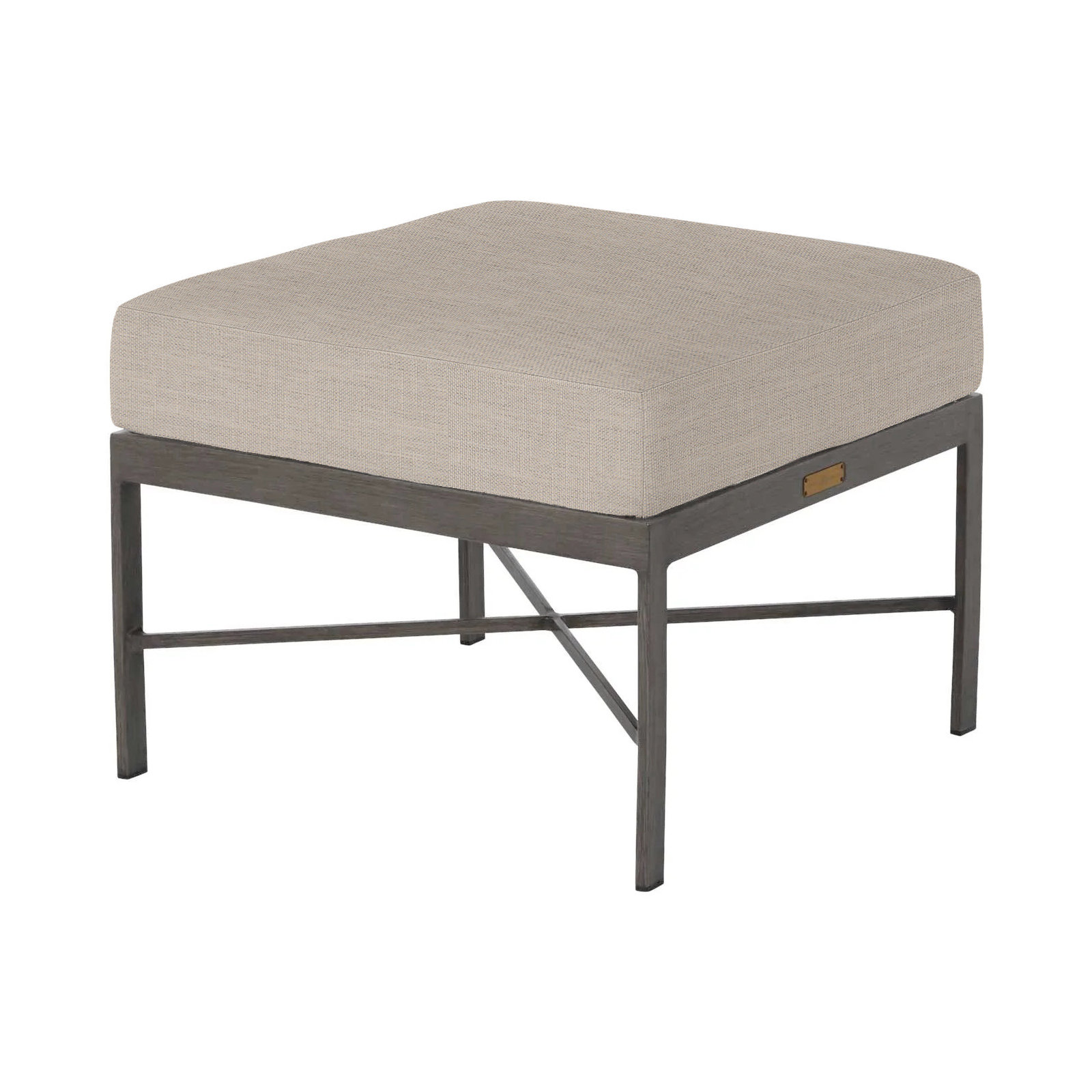 Monaco Wrought Outdoor Ottoman, Slate Gray, No Welt, Dove Sunbrella® Linen