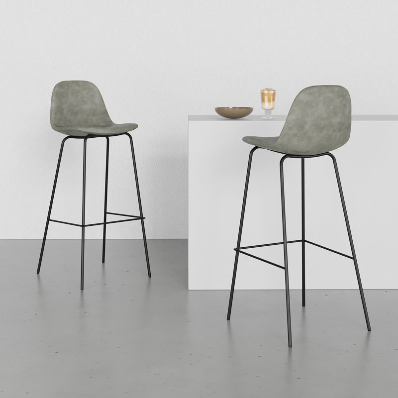 Kody Vegan Leather Bar & Counter Stool, Bar Stool (30.5" Seat Height), Slate Grey Vegan Leather