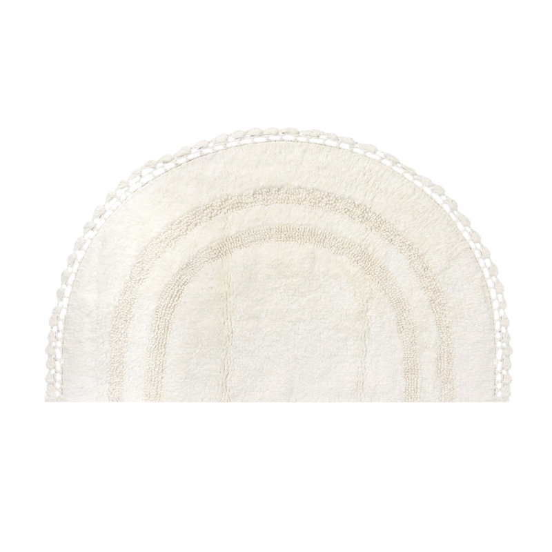 Akifumi 100% Cotton Non-Slip Bath Rug, Ivory