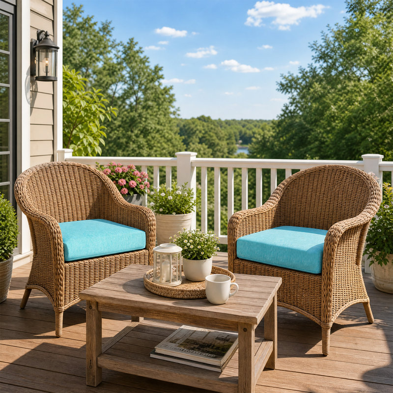  Patio Chair Cushions Set, Bleu Aruba, L 21 po x P 21 po