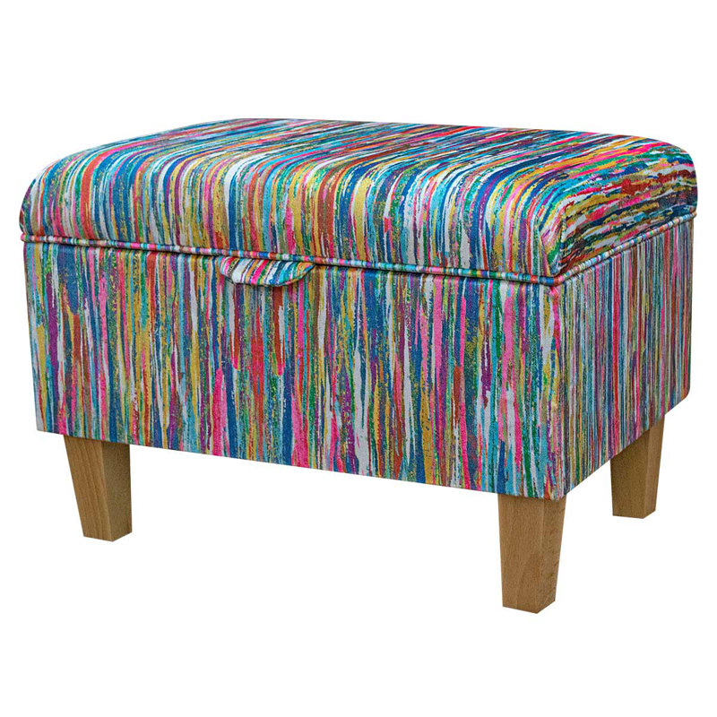 50.8cm Wide Rectangle Striped Footstool Ottoman with Storage