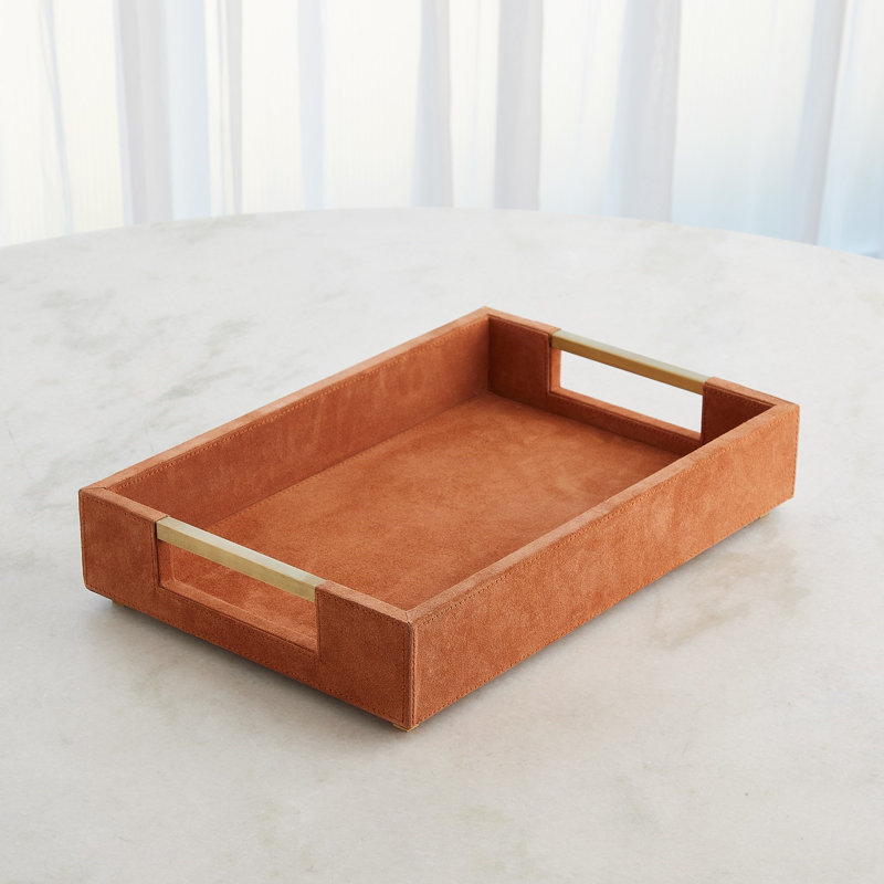 Posh Tray-Dusty Blue Suede-Lg, L 18 po x P 12,5 po x H 3,75 po, Brun