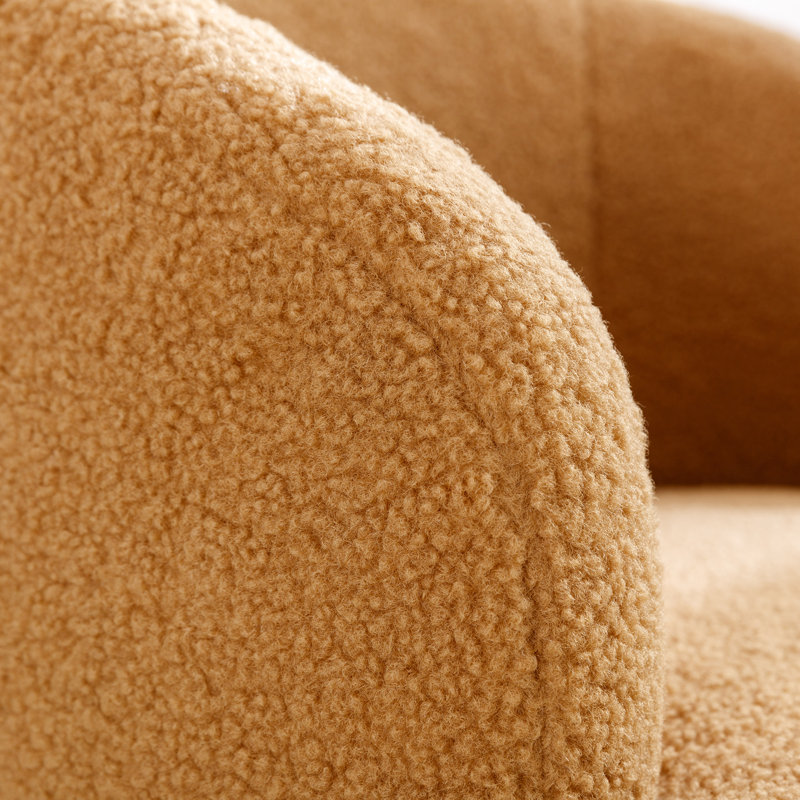 Genece Upholstered Swivel Accent Chair, Khaki Teddy Fabric