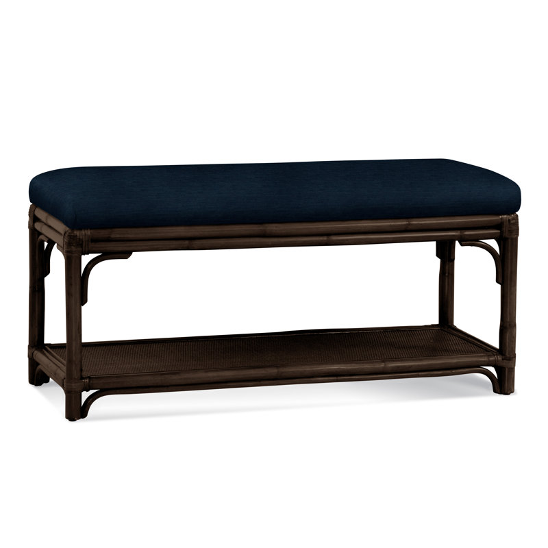 Summer Retreat Wicker Shelf Storage Bench, Coffee, White Textured Performance; 0865-91