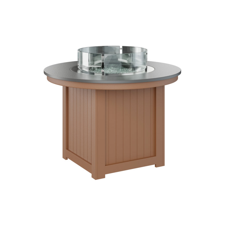 Foyer de table rond Berlin Donoma, H 37 po x l 44 po x P 44 po, Plateau martelé en acier inoxydable avec base en 