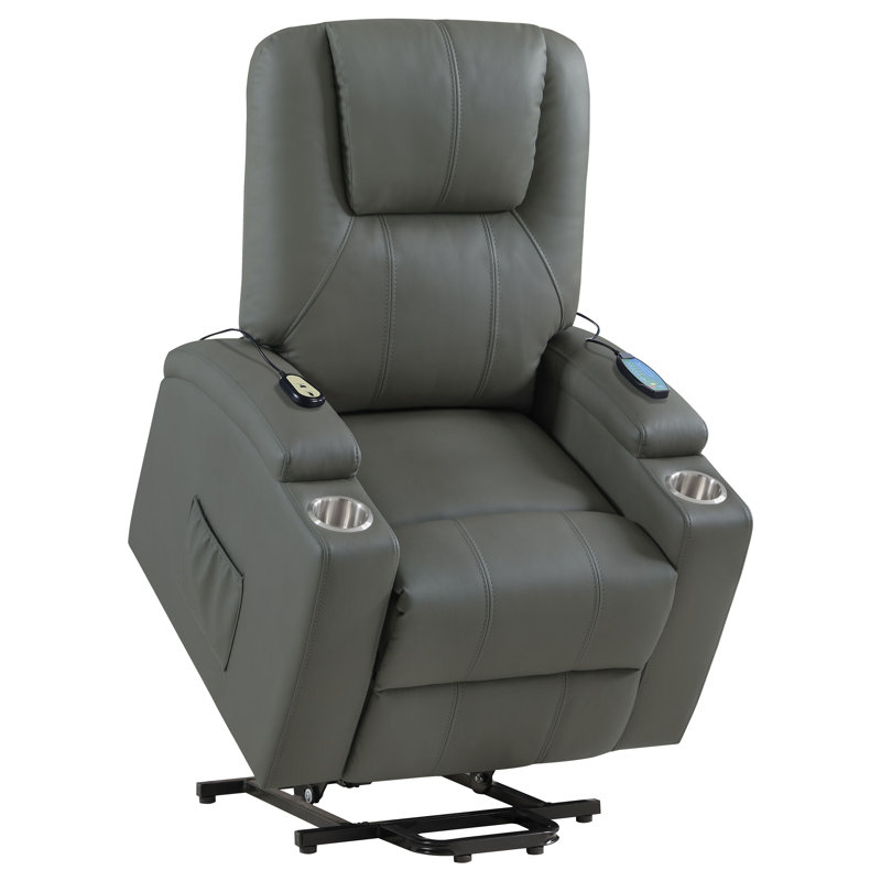 Armstrong Upholstered Power Lift Massage Recliner Grey, Gray
