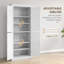 Garde-manger autoportant avec 4 portes et 2 tablettes réglables, grand rangement pour salle à manger, grain de bois blanc