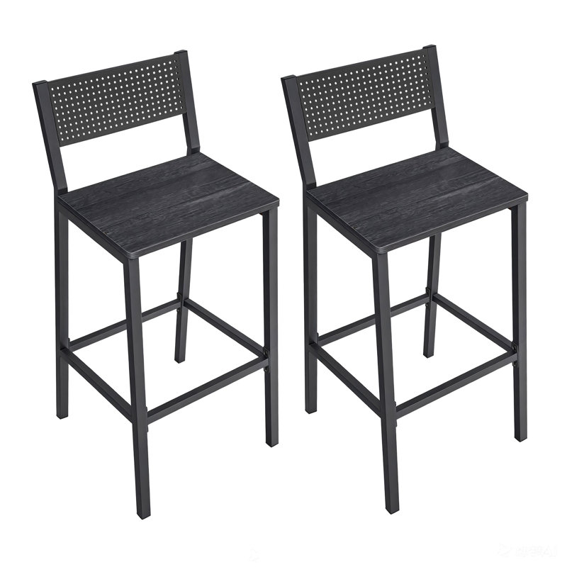 Kathey Breakfast Kitchen Bar Stool Set of 2, Counter Chairs,Industrial Style, Black