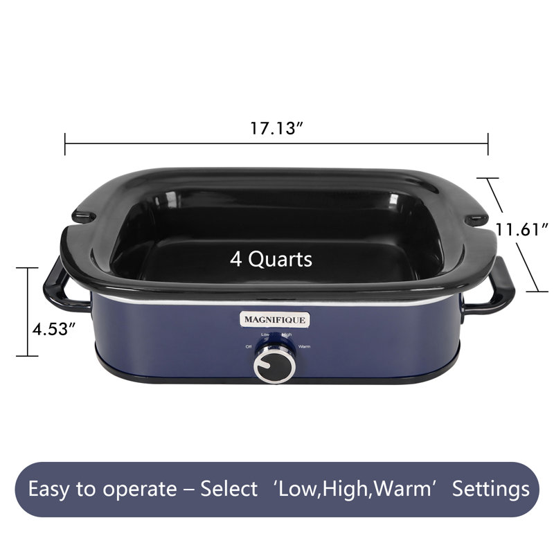 Magnifique 4-Quart Slow Cooker With Casserole Manual Warm Setting, Blue