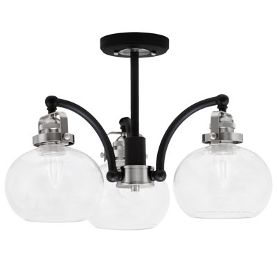 Plafonnier semi-encastré 3 lumières avec verre transparent 7 po Easton