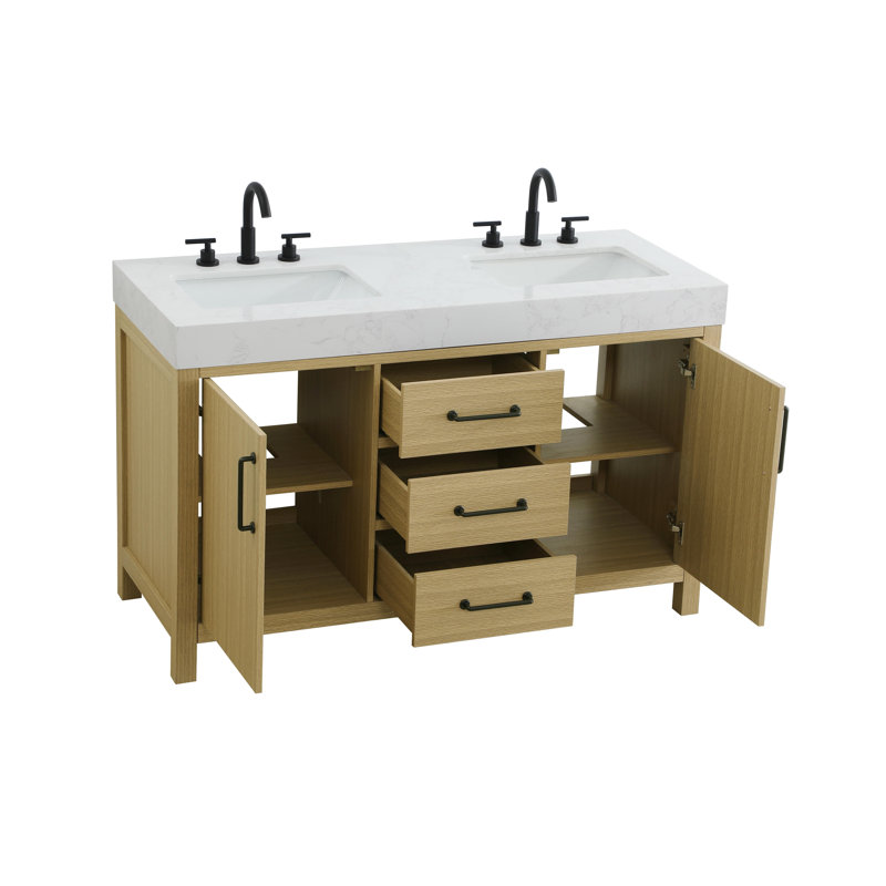 Meuble-lavabo double 54 po_Traditional_VF60654, Brun miel