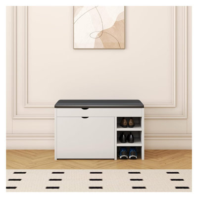 Tabouret 31,49 pouces en MDF blanc avec coussin doux pour une utilisation polyvalente