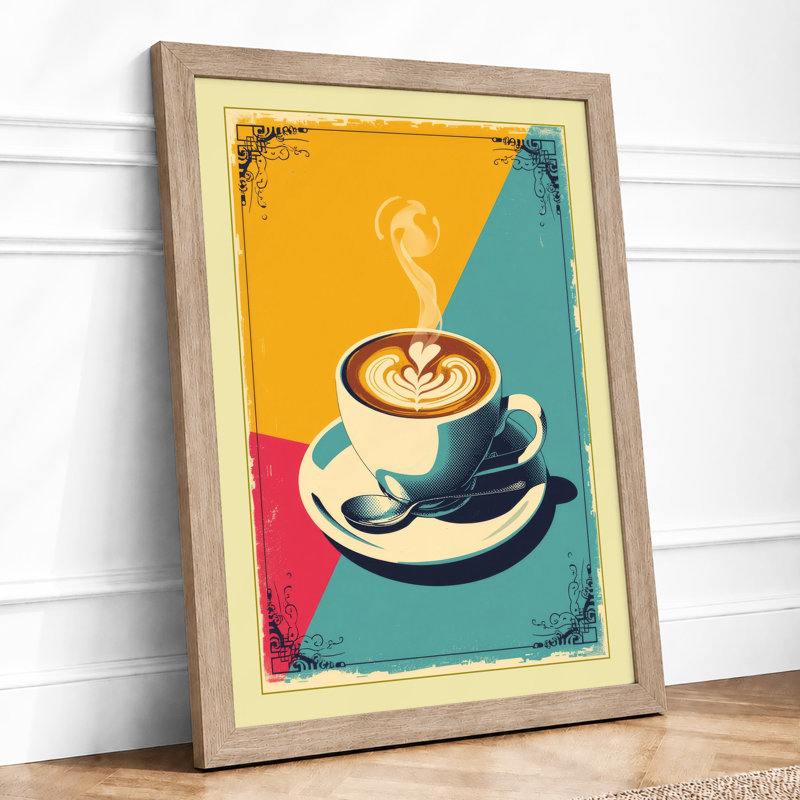 Coffee and Ideas Retro - Framed Print, A3 - 42.0 x 29.7 cm, Oak