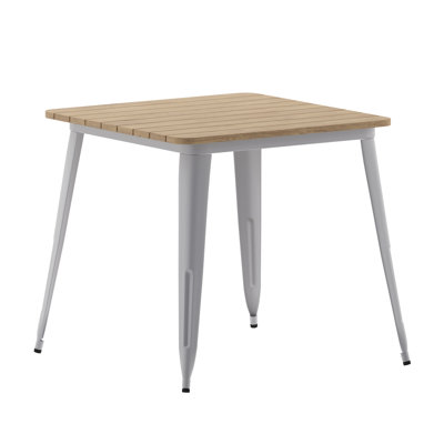 Harewood Square Commercial Indoor/Outdoor Poly Resin Restaurant Table with Steel Frame