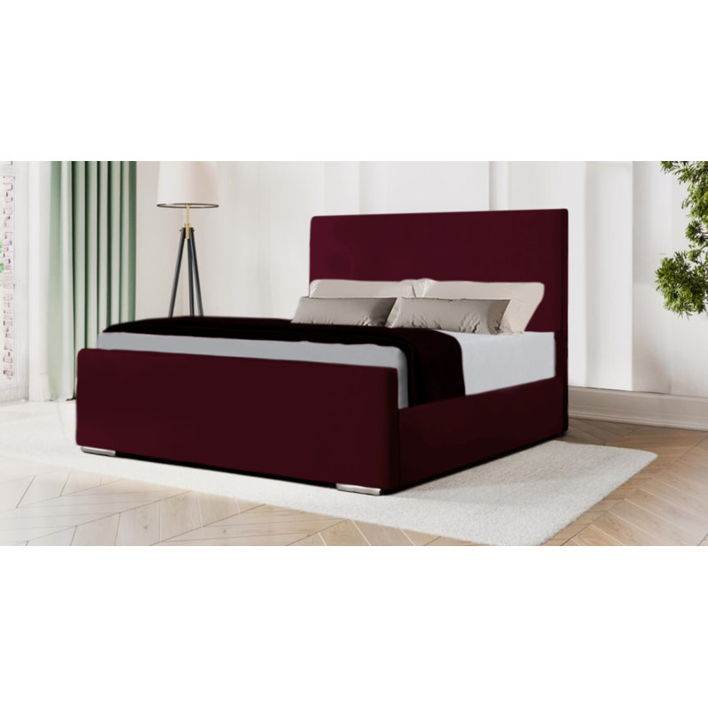 Bevilacqua Upholstered Bed, Burgundy, UK King - DE 150 x 200 cm