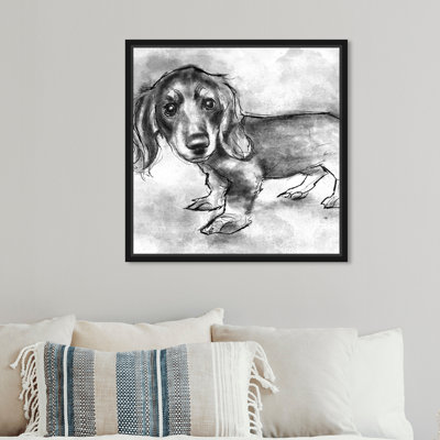 «Dogs and Puppies» «Dachshund Puppy», reproduction de dessin sur toile tendue