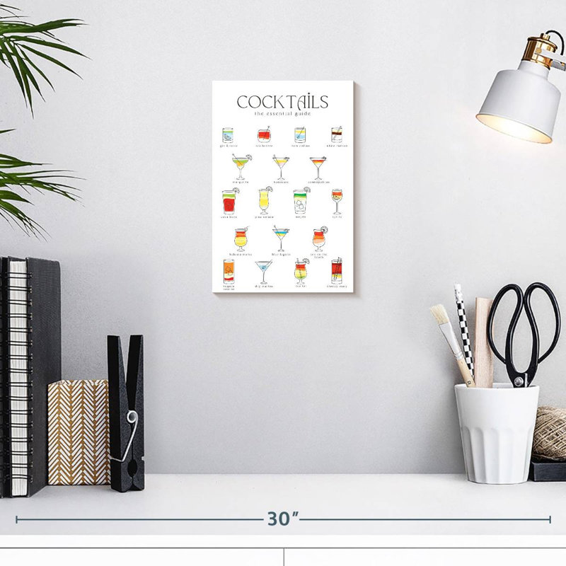 Yarlin Cocktail Guide Chart, 12" H x 8" W