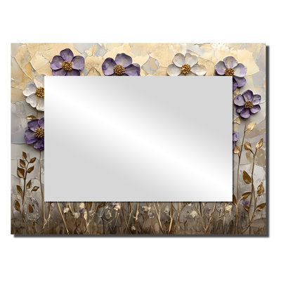 Zinnias Lavender Fantasy Field - Floral Decorative Mirror Wall Art - Printed On Metal