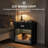 Vintage Small Storage Cabinet With Led Light And Pet Bed, Hidden Cat Litter Box With Drawer And Semi-Open Space