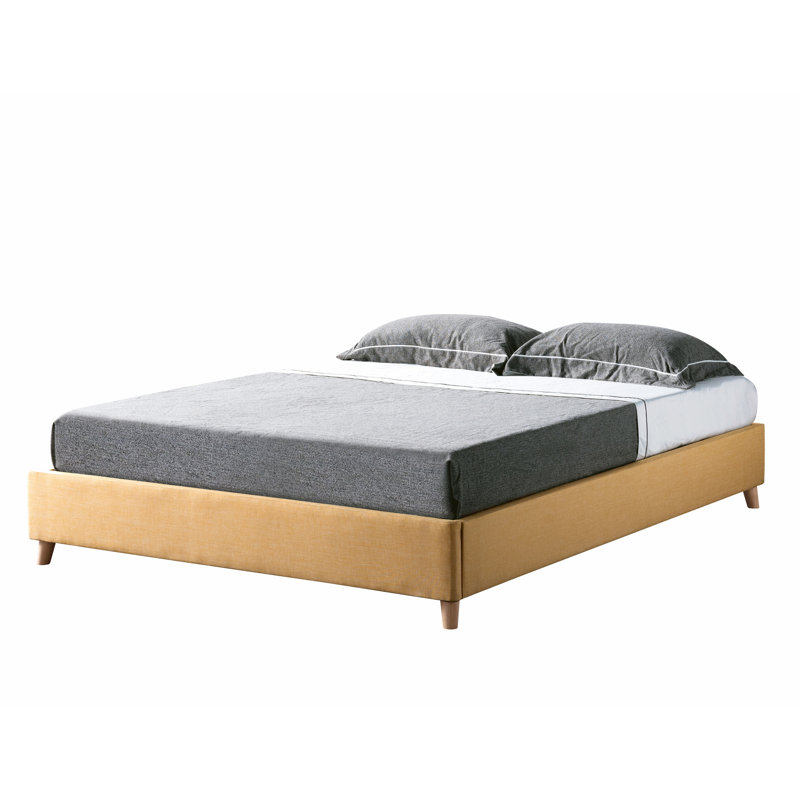 Lit plateforme tapissier Goolby, Jaune