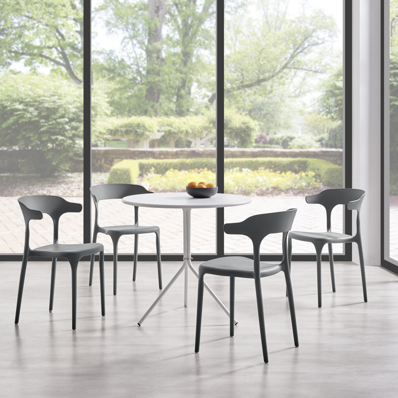 Nara Modern Stackable Dining Chair Set, No Assembly, Plastic Chair, Patio Chair, Suitable for Indoor and Outdoor Cafes and Restaurants (Set of 4)