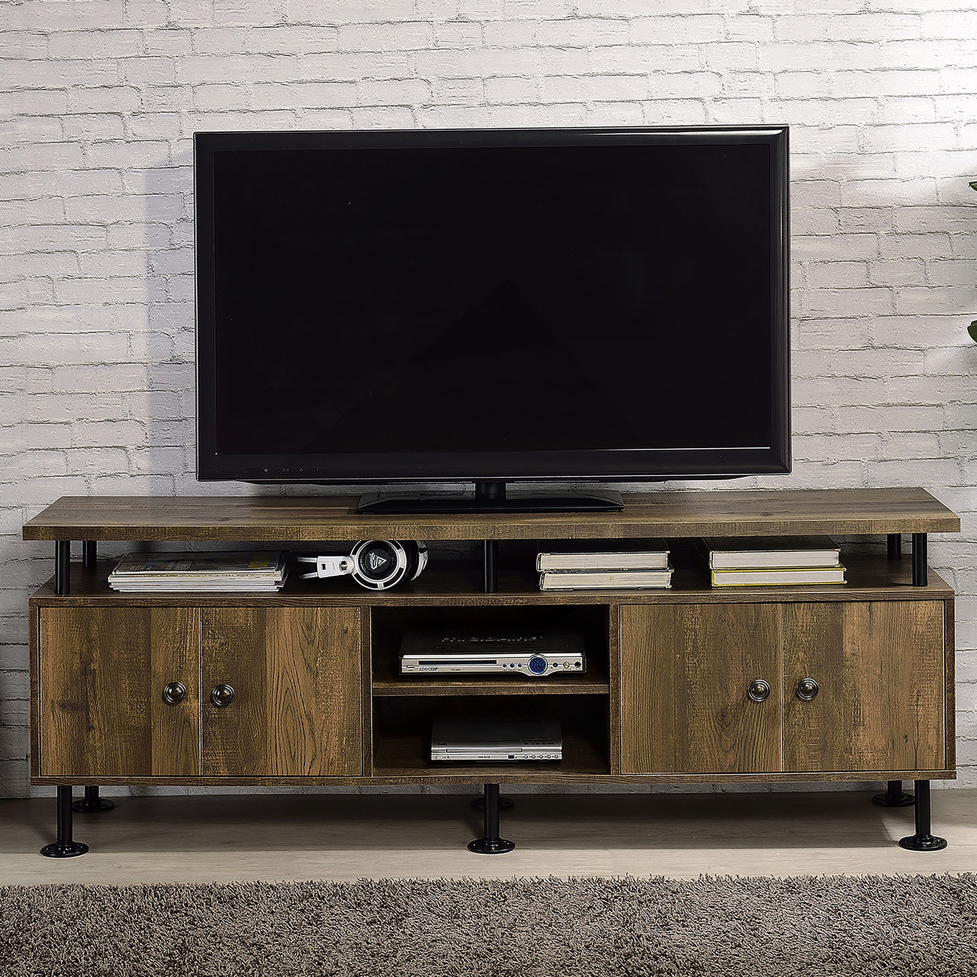 Multiple Console Stand Mercer41 Stylish TV Stand With Multiple Compartments For Gaming ...