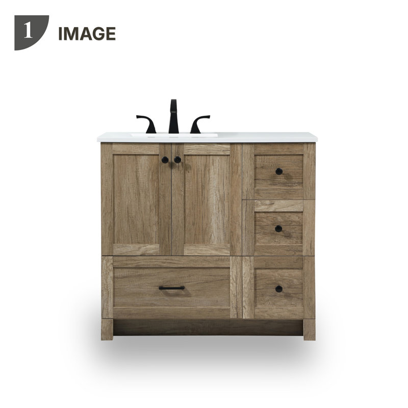 Ensemble de meuble-lavabo simple 36 po Soma, Chêne naturel