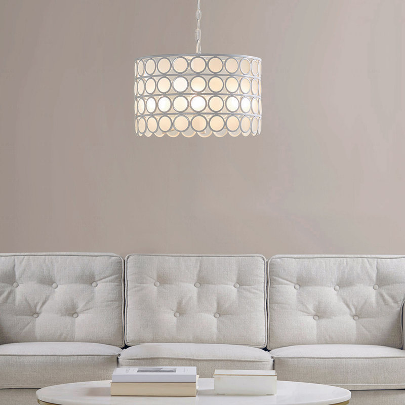 Lustre en verre 4 lumières avec abat-jour cylindrique