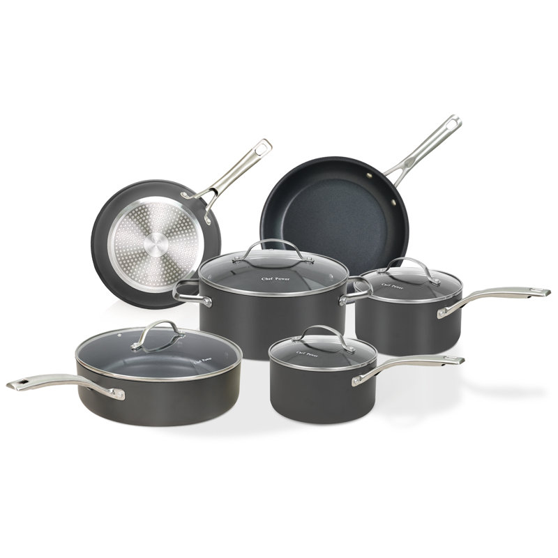Essential 10-Piece Nonstick Stainless Steel Cookware Set