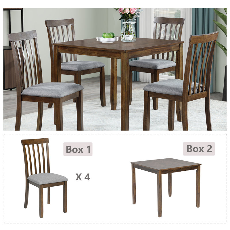 5- Piece Square Dining Set, Walnut