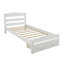 Structure de lit plateforme simple avec tiroir de rangement, support en lattes de bois, aucun sommier nécessaire, conception classique avec tête et pied de lit courbés, blanc