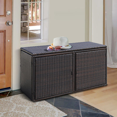 Costway 88 Gallon Wicker Cabinet Deck Box in Brown by Costway