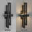 23.6”H Black Dimmable LED Outdoor Wall Light With Frosted Glass