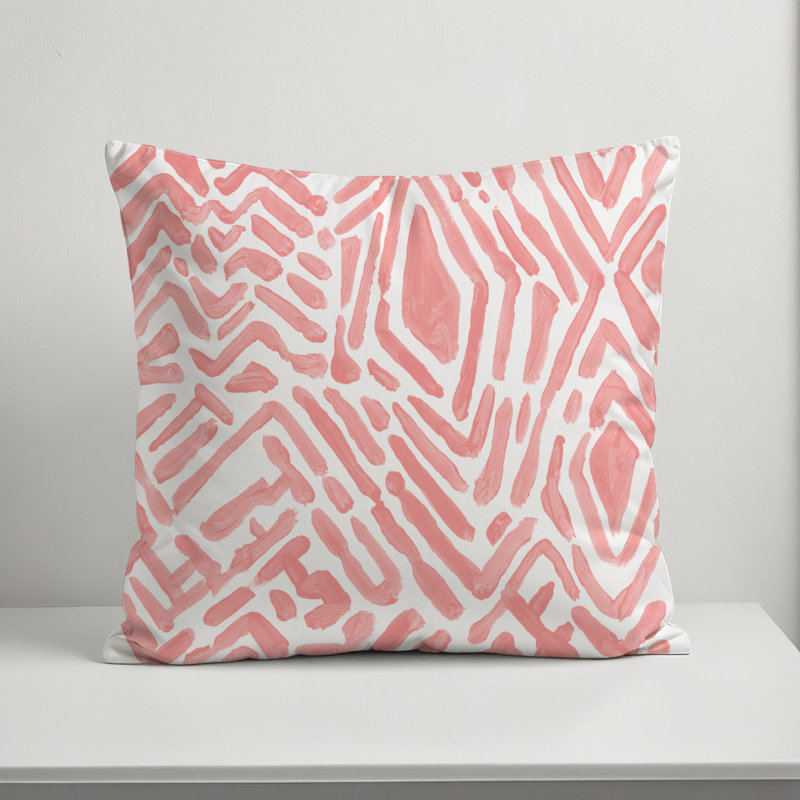 Abstract Outdoor Reversible Throw Pillow, Pink, 18" H x 18" W